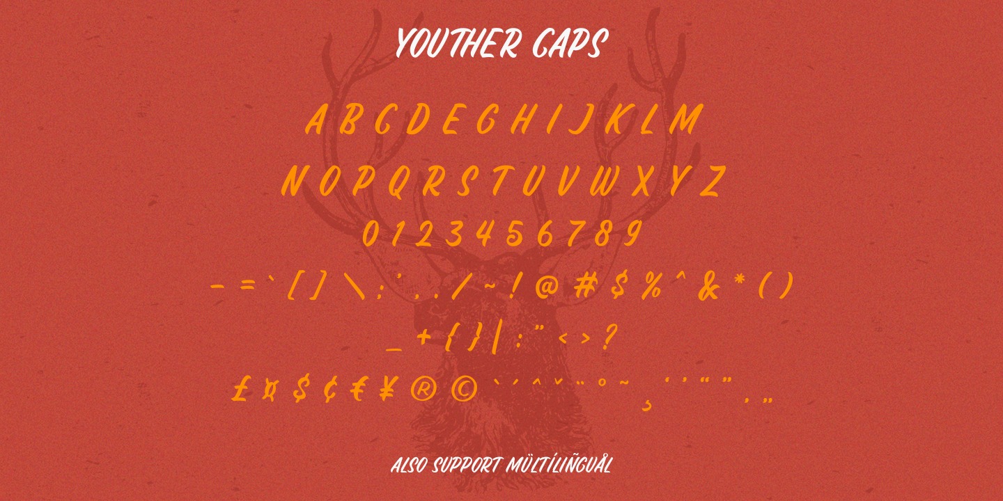 Пример шрифта Youther Script Inline